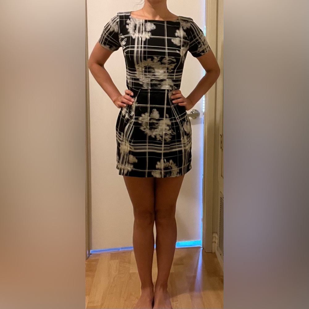 French Connection Black and White Mini Pencil Dress